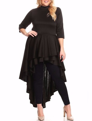 black high low peplum top