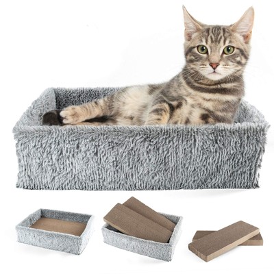 Cat Scratcher Lounge with 2 Removable Cat Scratch Cardboard Reversible Cat Sc...