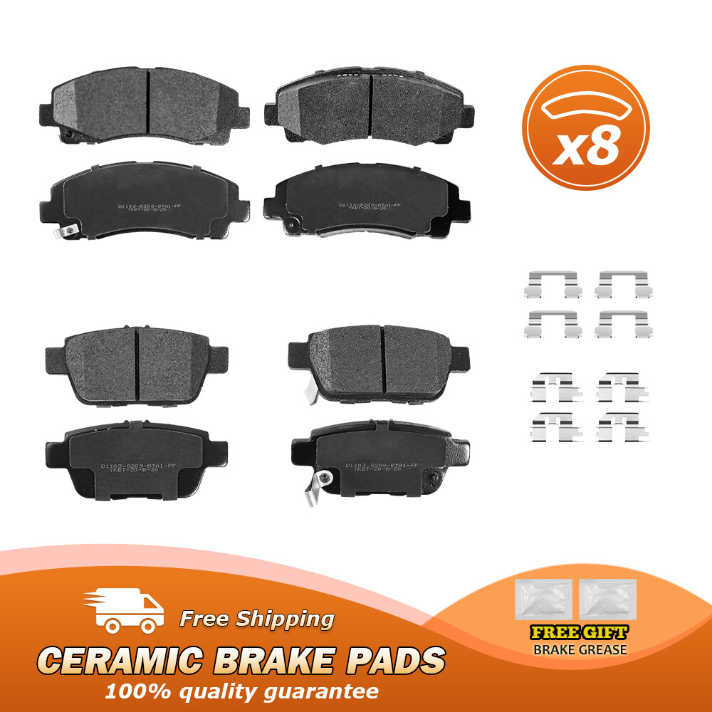 Front and Rear Ceramic Brake Pads w/Hardware for Acura TL Honda