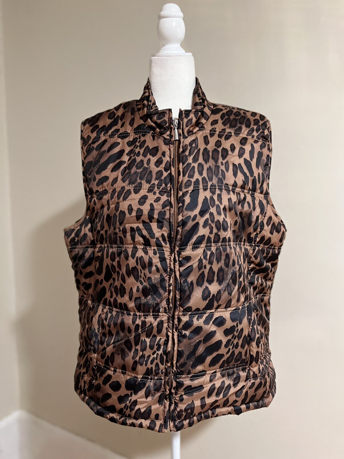 Jane Ashley Animal Print Puffer Vest 