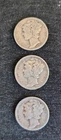 New Listing1944D 1944D and 1945 Mercury Dime  Lot of 3 Coins