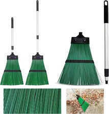 Garden Broom Telescopic Rake Extendable Handle Hard Bristle Sweeping Brush Tool