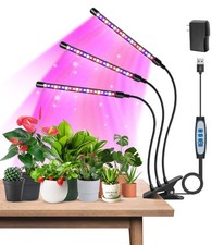 Full Spectrum Plant Grow Lights with Timer, 3 Heads, 60 LEDs for Indoor Plants