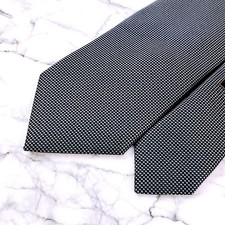 Hermes Micro Dot Pattern Solid Gunmetal Tie Elegant Used SA