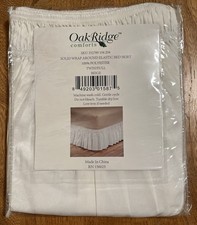 Wrap Around Ruffled Lace Bed Skirt Elastic Ruffle Full/Twin 14 Drop Biege NIP