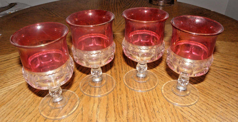 SET OF 4  VINTAGE KINGS CROWN THUMBPRINT RUBY RED GOBLETS 8oz.  SET #2