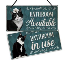 Cat Reversible Door Sign - Available In Use Indicator with Funny Cat Graphics...