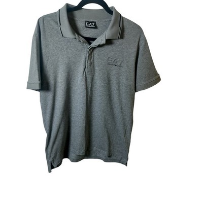 EA7 Emporio Armani Mens Gray Short Sleeve Polo Shirt Logo 3GPF55 PJ03Z XL