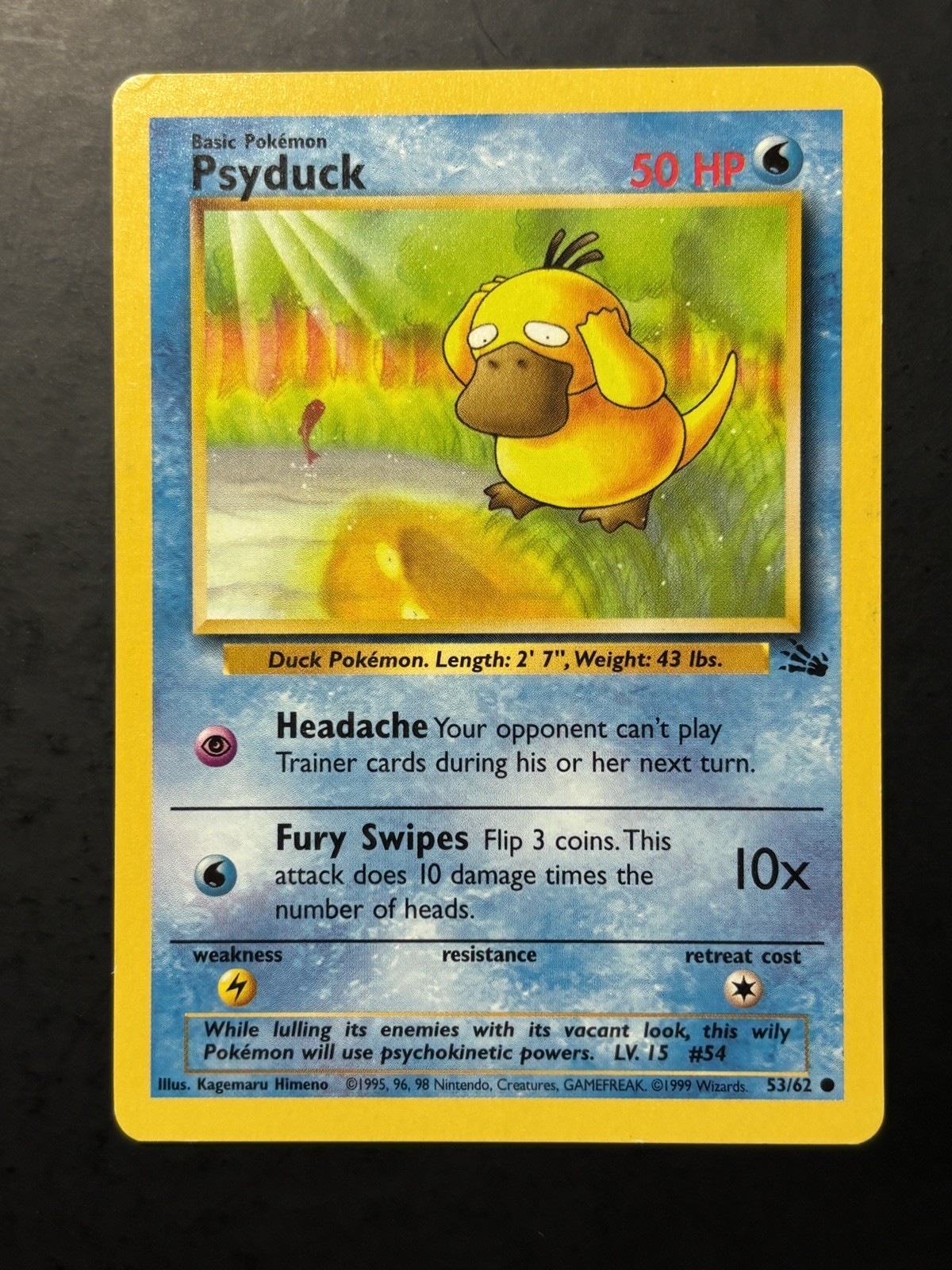 Psyduck 53/62 Common Fossil Pokemon Unlimited Lightly Played