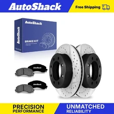 Front Drilled Slotted Brake Rotors Premium Ceramic Pads for Ram 2500 3500