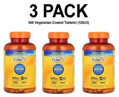 Ester-C, Immune Support, 3 PACK, 1000 mg, 120 Veggie Coated Tablets, Vitamin C