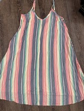 Torrid Plus Size 1 Multi Stripe Challis Midi Dress NO TIE 1X Tank Top