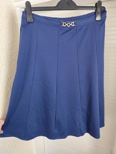 Damart Blue A-Line Skirt Size 14 Elastic Waist