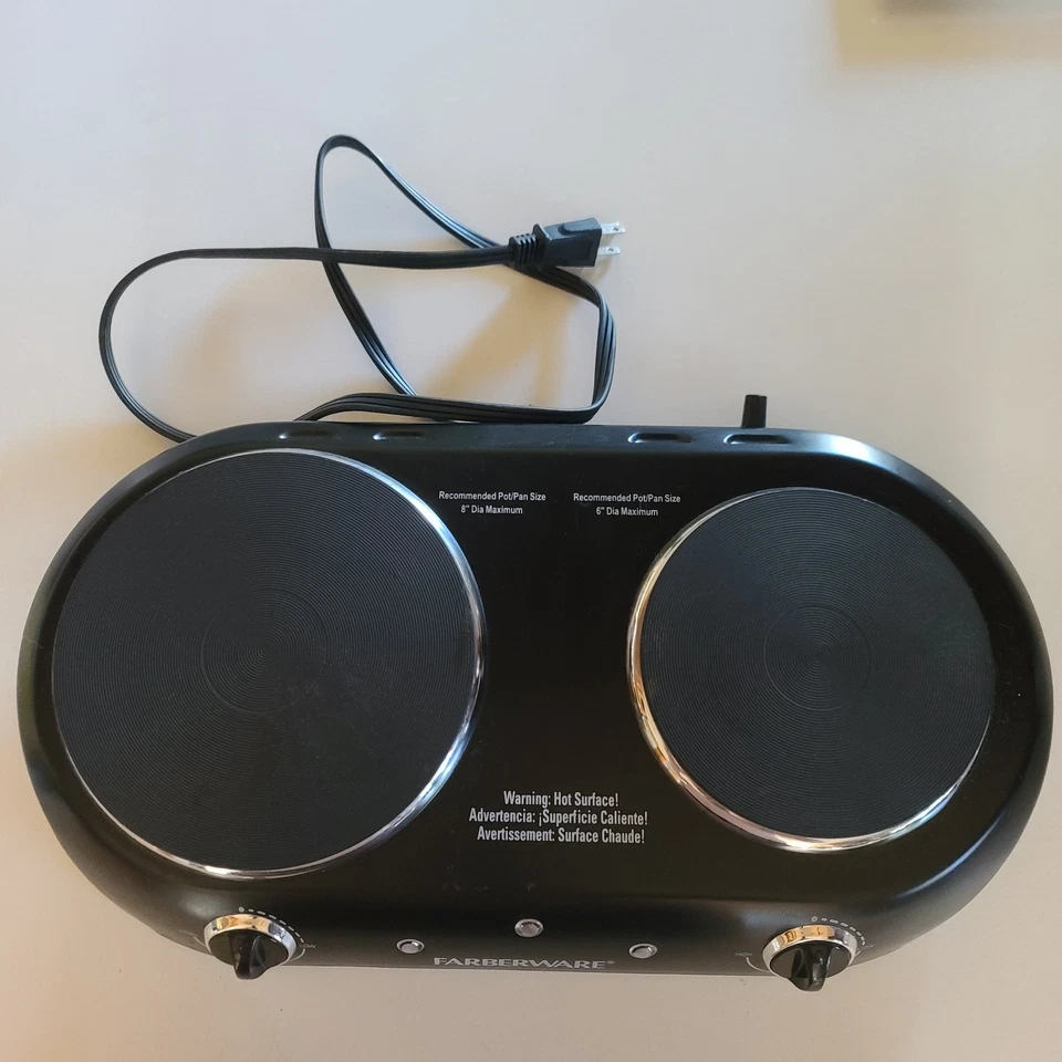 Farberware HP202-D11 Royalty 1800 W Doble Quemador Negro Cocina Eléctrica Probada Foto 2 de 2