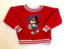 Vintage 80s Disney Mickey Mouse By Allison Sweatshirt Red Football 2T USA Made