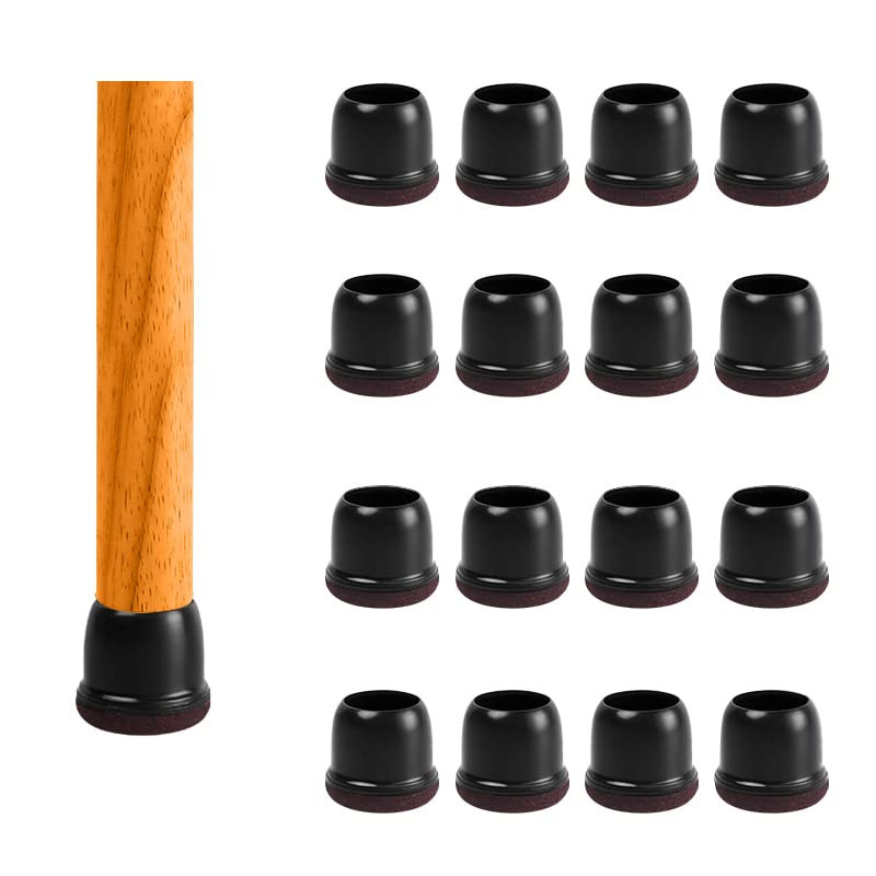 Black Silicone Chair Leg Floor Protectors wi/Felt, Extra Small Chair Leg Caps...