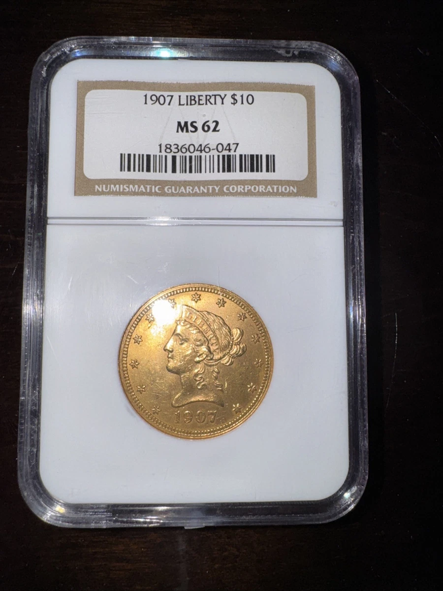 MS 62 Graded 1907 Year Eagle $10 US Gold Coins (Pre - 1933) for