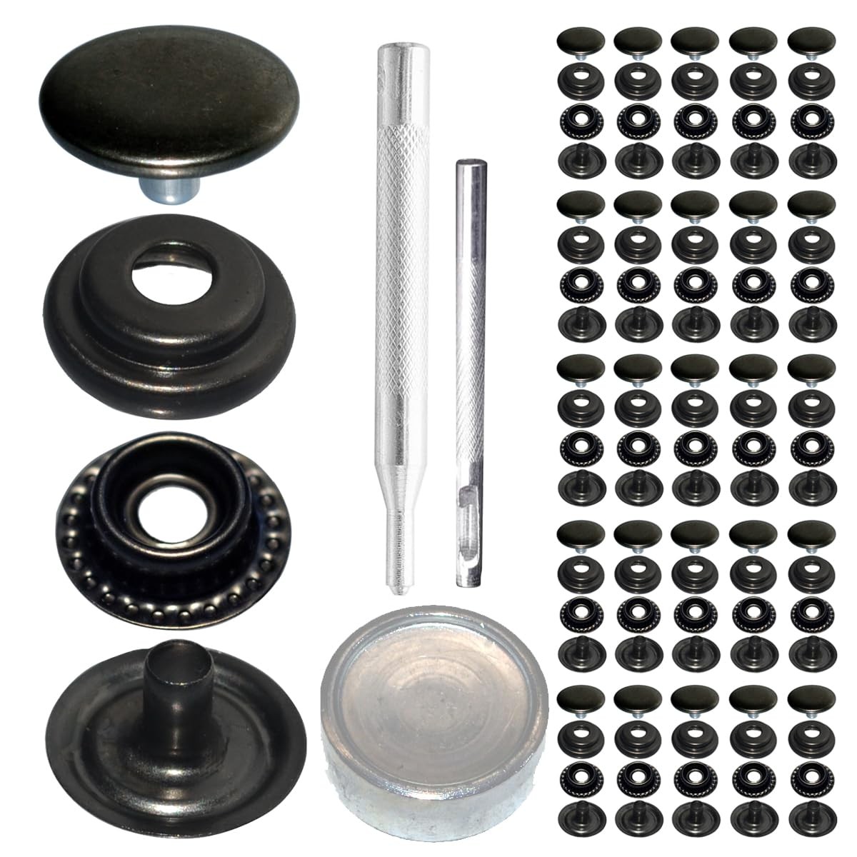 25Sets 12.5mm Stainless Steel Fastener Snap Press Stud Button with Punching T...