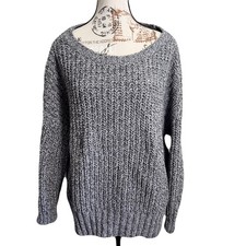 American Eagle Womens Gray Chunky Knit Oversized Sweater Sz M Soft Cozy Pullover