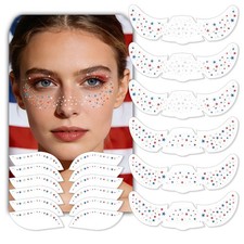 Glitter 4th of July Freckle Tattoos and Patriotic Eye Shadow Tattoos Red Whit...