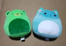 Squishmallows Original 8” Green & Blue Plush Stuffed Animal Toy 2pcs BUNDLE USED