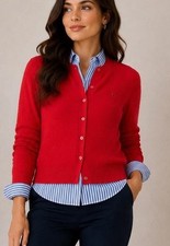 Tommy Hilfiger Women s Waffle Knit Cardigan Sweater Pink Button Front Size S