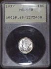 1937 • Mercury Dime 10C - PCGS MS65 FB (Rattler Holder!!) #166