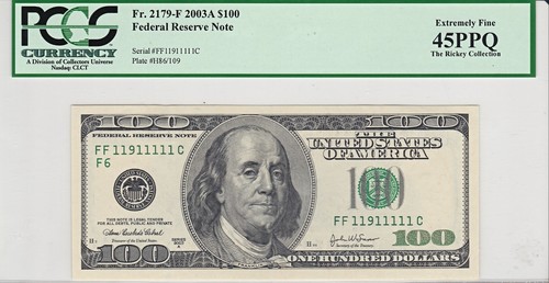 2003A Binary 7-of-a-kind $100 Federal Reserve Note Atlanta PCGS 45 PPQ EF FRN - Picture 5 of 7