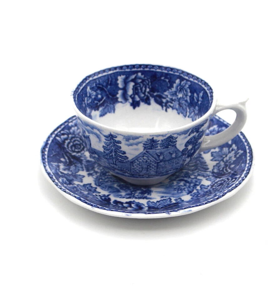 Arabia Finnland Tasse + Untertasse Landschaft blau Maisema Dsgn Reinhard Richter