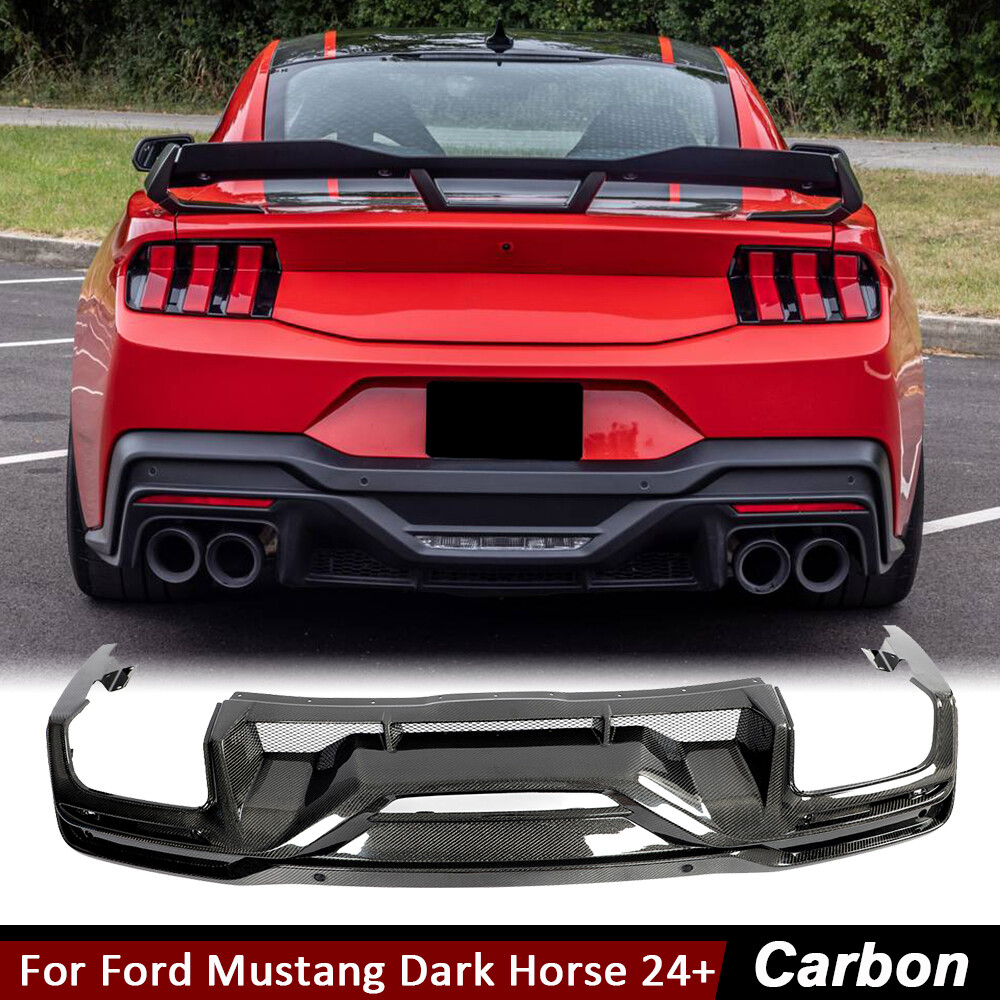 Carbon Fiber Rear Bumper Lip Diffuser Spoiler For Ford Mustang Dark Horse 2024UP