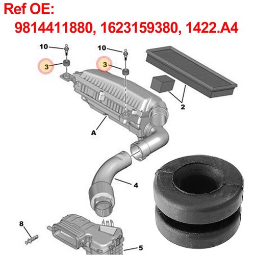 4x Soporte Carcasa Filtro Aire Goma Caja Filtro Aire Para Citroen C3 C4 PICASSO - Imagen 3 de 6
