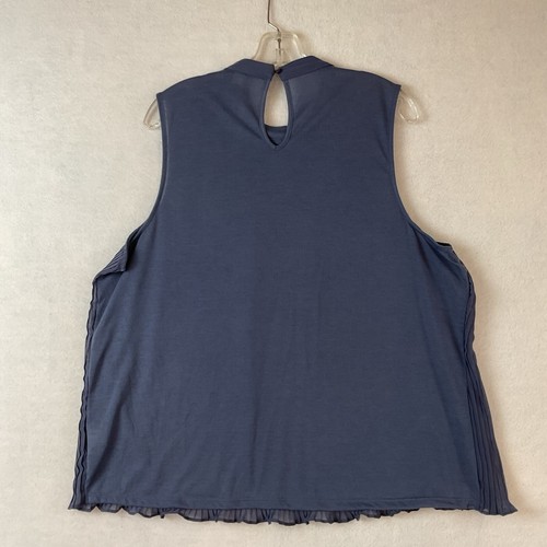 LC Lauren Conrad Tank Top Women’s XXL Blue Pleated Front Lace Detail Sleeveless - Picture 6 of 13