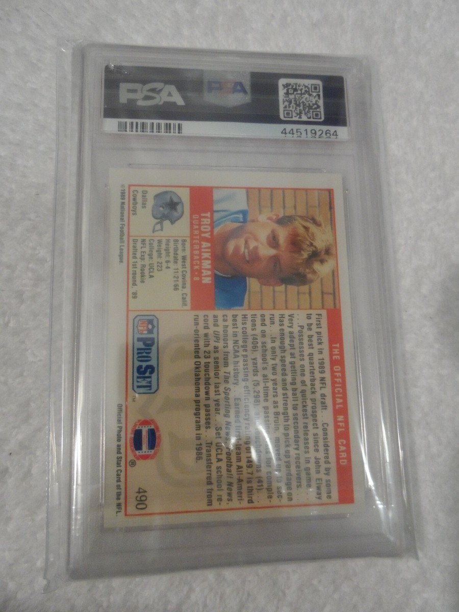 1989 Pro Set Football Troy Aikman Rookie Card RC #490 PSA 10 GEM