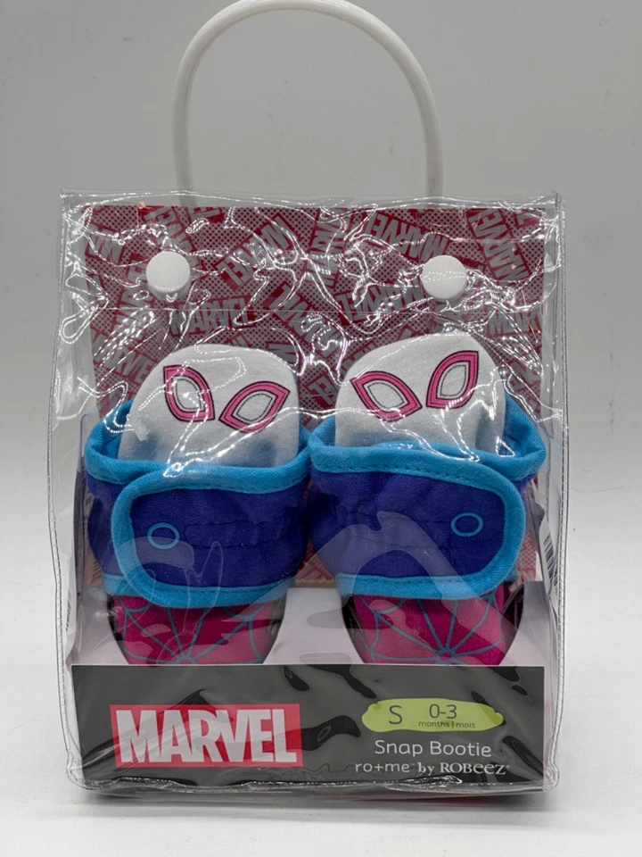 NUEVO UN PAR DE BOTINES A PRESIÓN MARVEL ROBEEZ INFANTILES NIÑAS FANTASMA ARAÑA ROSA/AZUL Foto 4 de 4