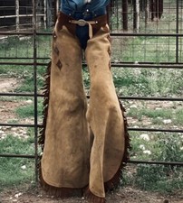 Womens Native American Cowgirl Style Suede Leather Pant Rodeo Chap Mountain Chap