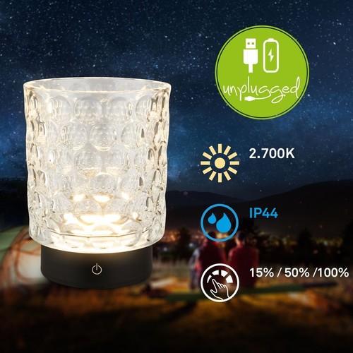 LED Table Lamp Mini Glass Deco Light Patio Rechargeable Battery IP44 Dimmable - Picture 21 of 33