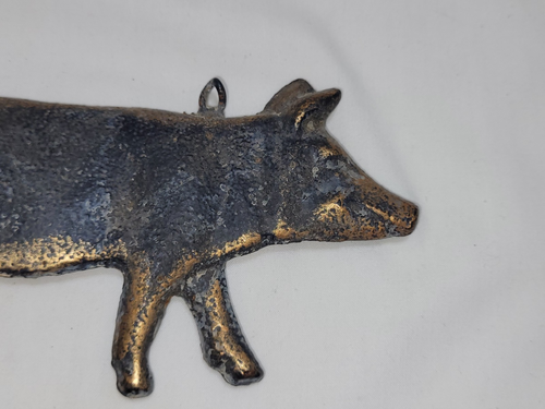 Heavy Hanging Brass Pig 6" x 3" - Picture 8 of 11