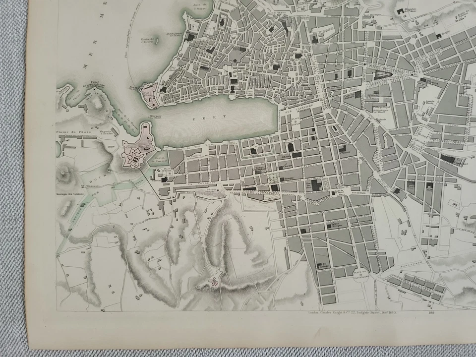 Nice, large, colored map of Marseille. 1846.  Original.  - Image 4 of 4