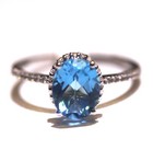 New 925 Sterling blue  topaz  gemstone ring 1.9g with white syn . sapphires — photo 1