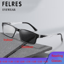 Square Photochromic Reading Glasses For Men Women Classic Outdoor Sunglasses New