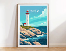 Nova Scotia Canada, Ligh House & Sea Art Poster Premium Quality Choose your Size