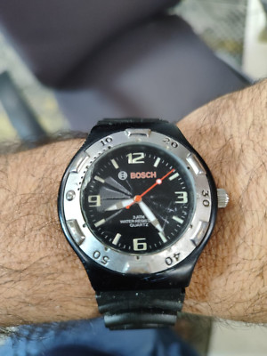 VINTAGE DIVER  COMPANY ''BOSCH'' QUARTZ MEN'S WATCH/BLACK  DIAL Diver 3ATM Work