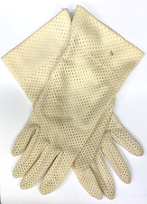 Vintage Women  s Dress Gloves Cream Ivory Mesh Medium