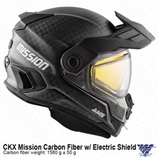 CKX Mission AMS Carbon Fiber Snowmobile Helmet w/ Electric Shield  