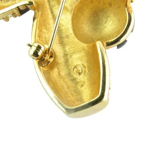 Broche de boliche y bola con cristales de Swarovski tono dorado vintage BR11 Foto 3 de 4