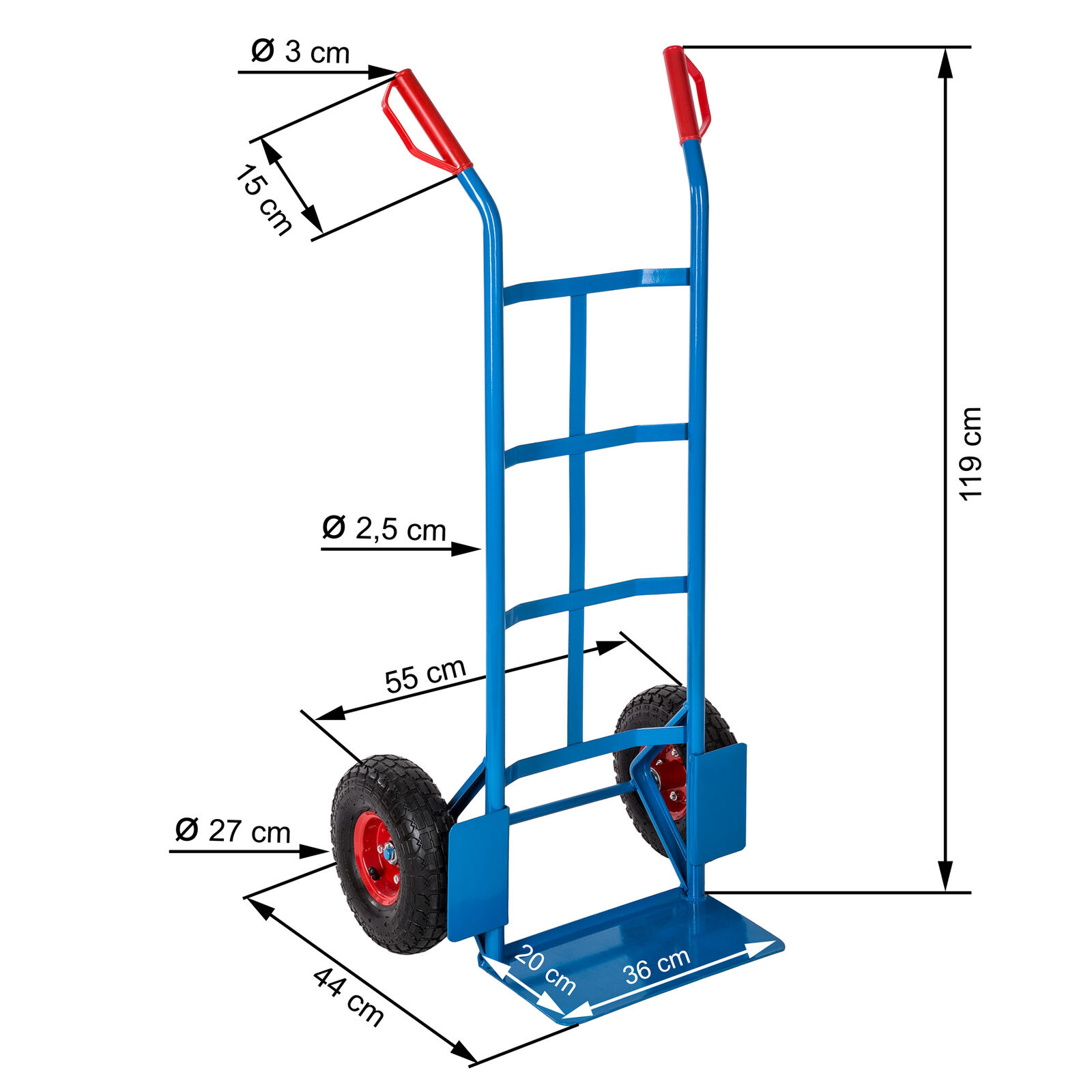 Sackkarre Transportkarre Stapelkarre Hubwagen Handwagen Gummi-Luftreifen 200kg