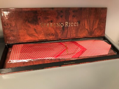 Stefano Ricci  Red White Circle Square  100% Silk Set Tie & Pocket Square  