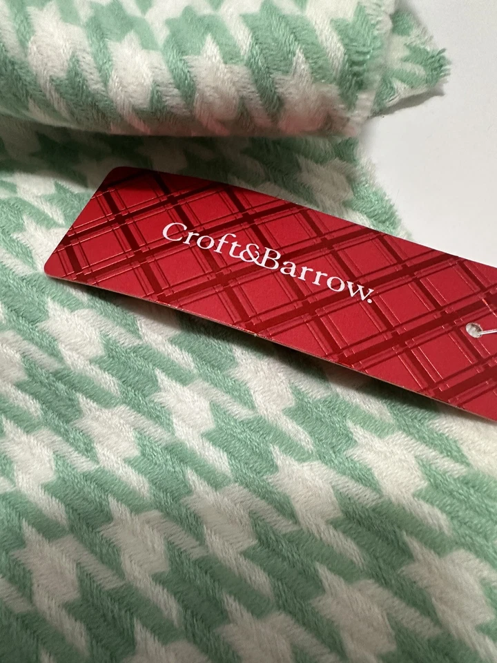 Croft & Barrow Mujer Bufanda Rectangular Verde Menta Crema Invierno Cálido Foto 2 de 4