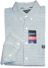 Chaps Men Shirt Classic-Fit Oxford Stetch Shirt Long Sleeve Green Plaid Size M