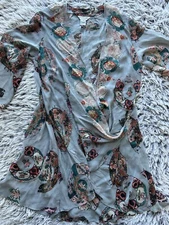 Citron Santa Monica Blouse Womens Medium Floral Silk Top Asian Oriental